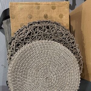 Set of Gray and Tan Woven Placemats